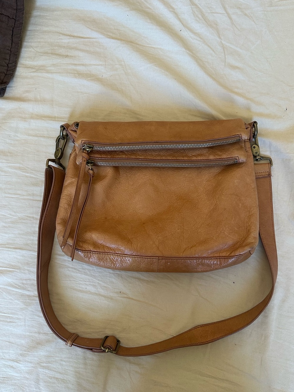 Margot Classic Tan Leather Crossbody Bag